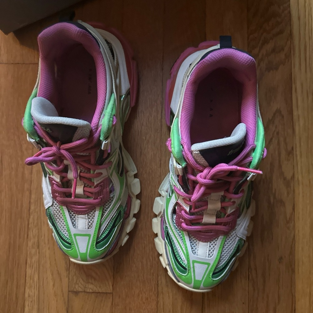 Balenciaga Multicolor Athletic Shoes with Pink and Green Accents